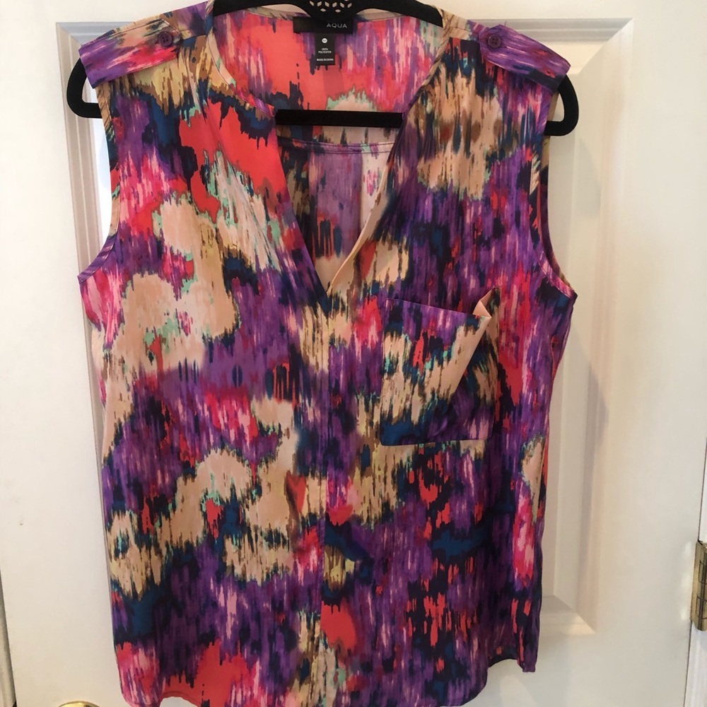 Aqua Multicolored Sleeveless Top
